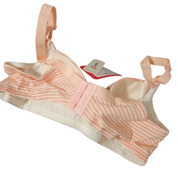 Pat Pat Womens Pink‎ White Cotton Pretty Striped Breastfeeding Bra Size Large - Picture 4 of 7